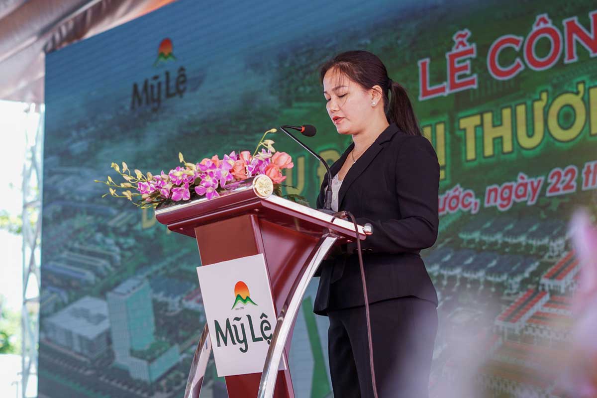 Trần Thị Xuân Hiền – Tổng giám đốc Công ty Mỹ Lệ phát biểu tại buổi lễ công bố Dự án